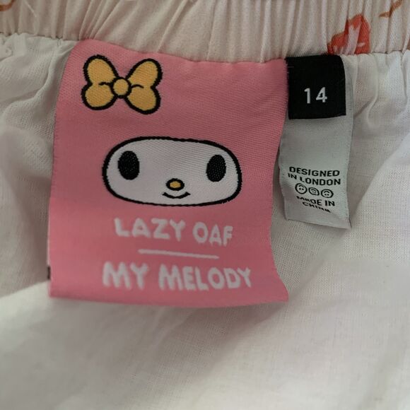 Lazy Oaf X My Melody Collection Bubble Skirt Elastic Waist Pink White Sz 14 EUC - Picture 12 of 14